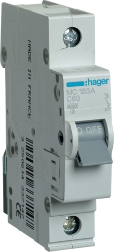 Автоматический выключатель Hager 1P 6kA C-63A 1M (MC163A)