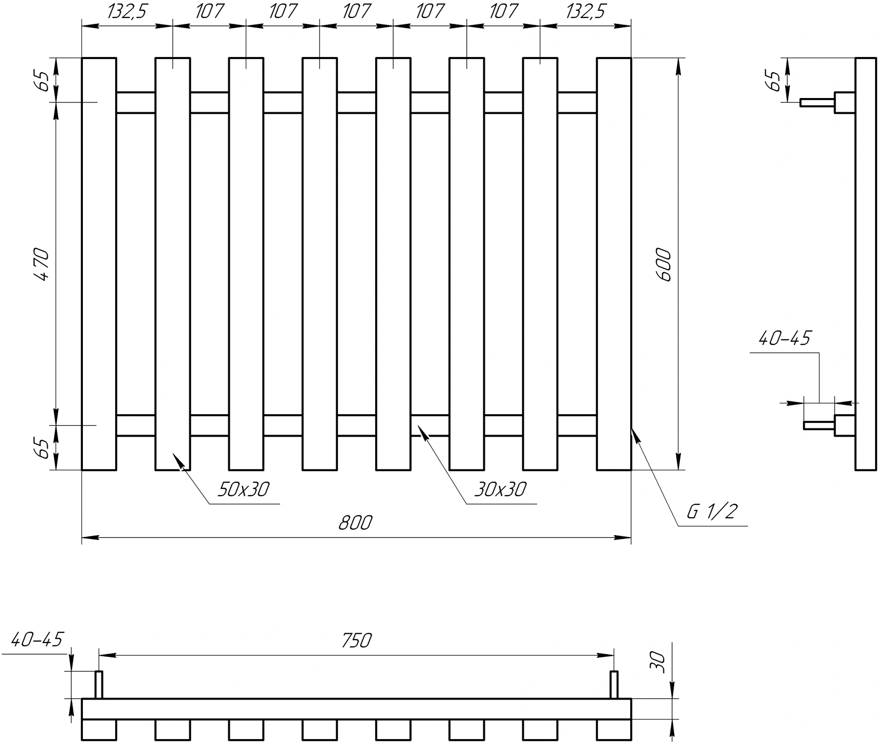 Genesis Aqua Batteria 80x60x3 Габаритні розміри