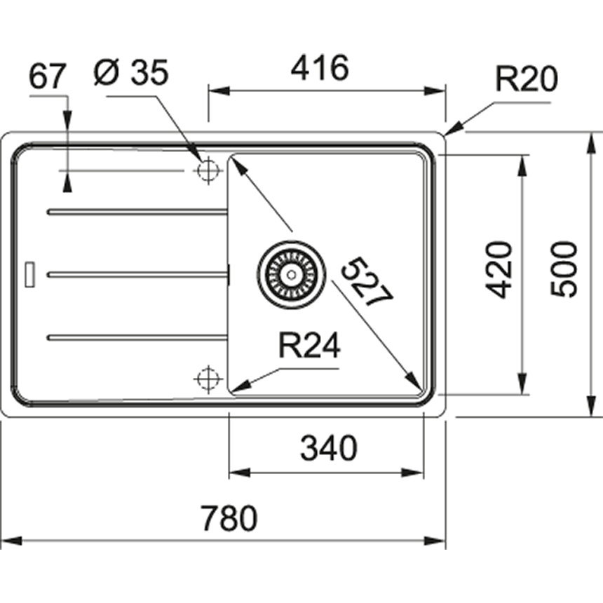 Franke Basis 114.0667.446 Габаритные размеры