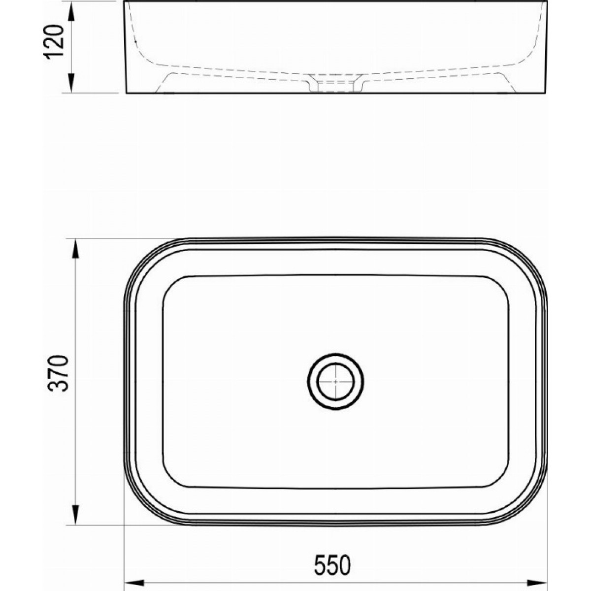 Ravak Ceramic 550 R Slim (XJX0D155001) Габаритные размеры