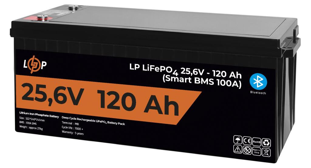 продаємо LogicPower LP LiFePO4 25.6V - 120 Ah (3072Wh) (Smart BMS 100A) з BT пластик для ДБЖ в Україні - фото 4