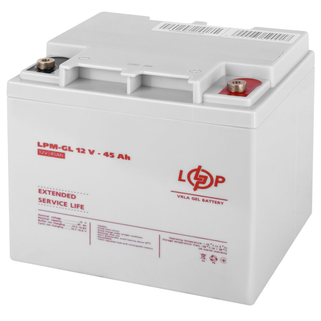 Акумулятор гелевий LogicPower LPM-GL 12V - 45 Ah ціна 5586 грн - фотографія 2