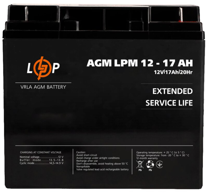 Акумулятор свинцево-кислотний LogicPower AGM LPM 12V - 17 Ah (2020)