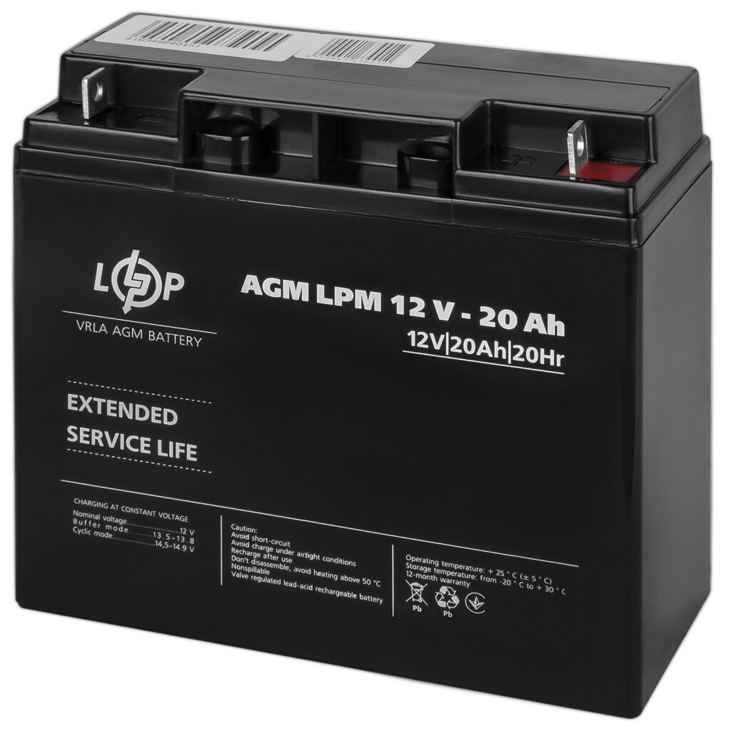 Акумулятор свинцево-кислотний LogicPower AGM LPM 12V - 20 Ah ціна 1681 грн - фотографія 2