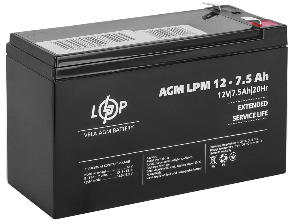 в продажу Акумулятор свинцево-кислотний LogicPower AGM LPM 12V - 7.5 Ah - фото 3