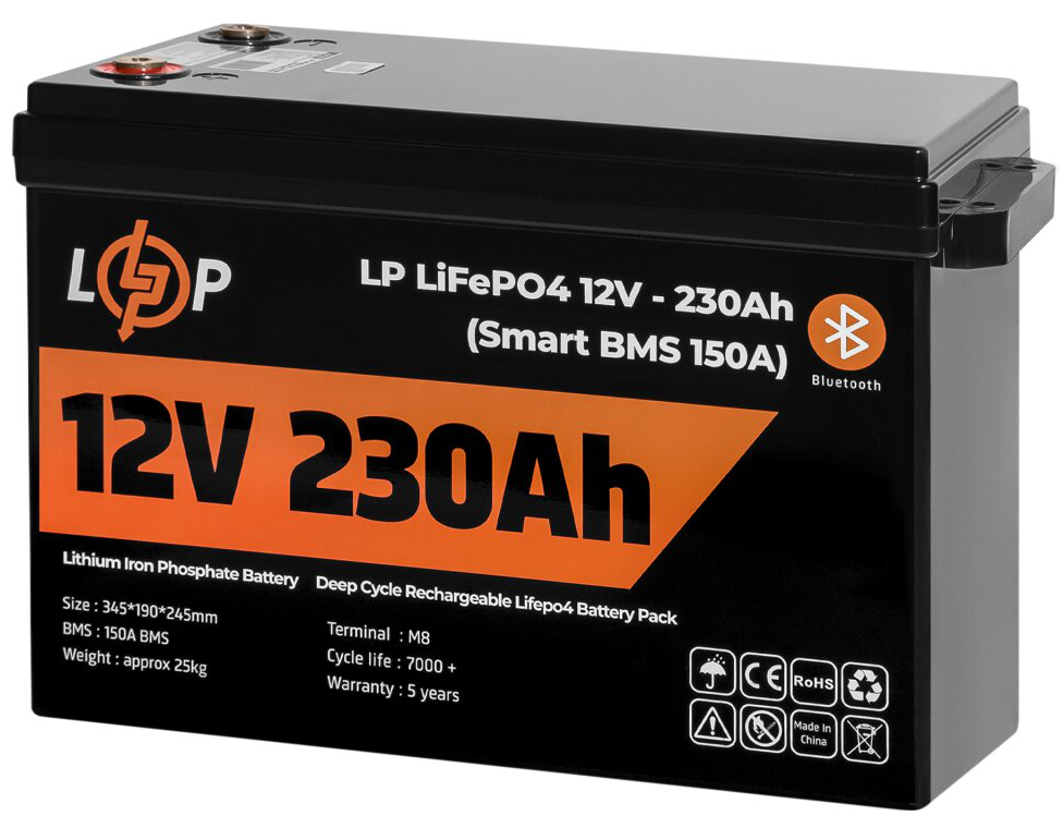 в продажу Акумулятор літій-залізо-фосфатний LogicPower LP LiFePO4 12V (12.8V) - 230 Ah (2944Wh) (Smart BMS 150A) з BT пластик для ДБЖ - фото 3