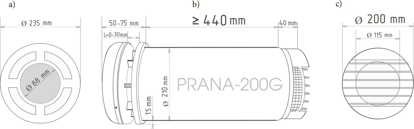 Prana 200G Wi-Fi custom M2023 Габаритные размеры