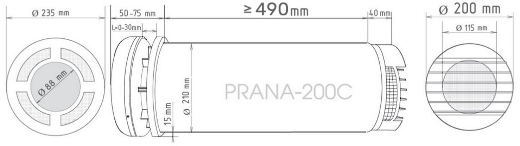 Розміри Prana 200C Eco Life custom