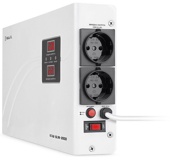 Стабилизатор напряжения REAL-EL STAB SLIM-2000, white (EL122400008) отзывы - изображения 5