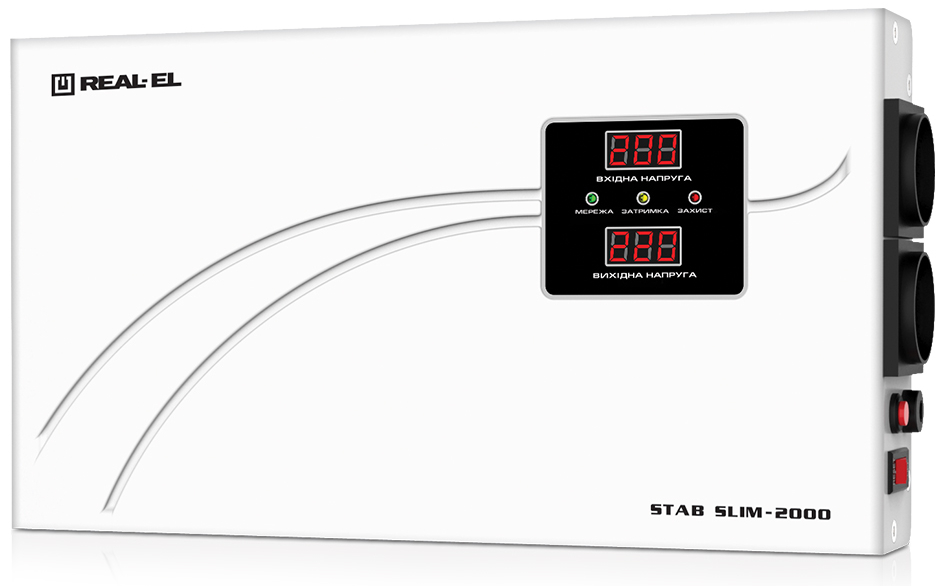 Стабилизатор для компьютера REAL-EL STAB SLIM-2000, white (EL122400008)