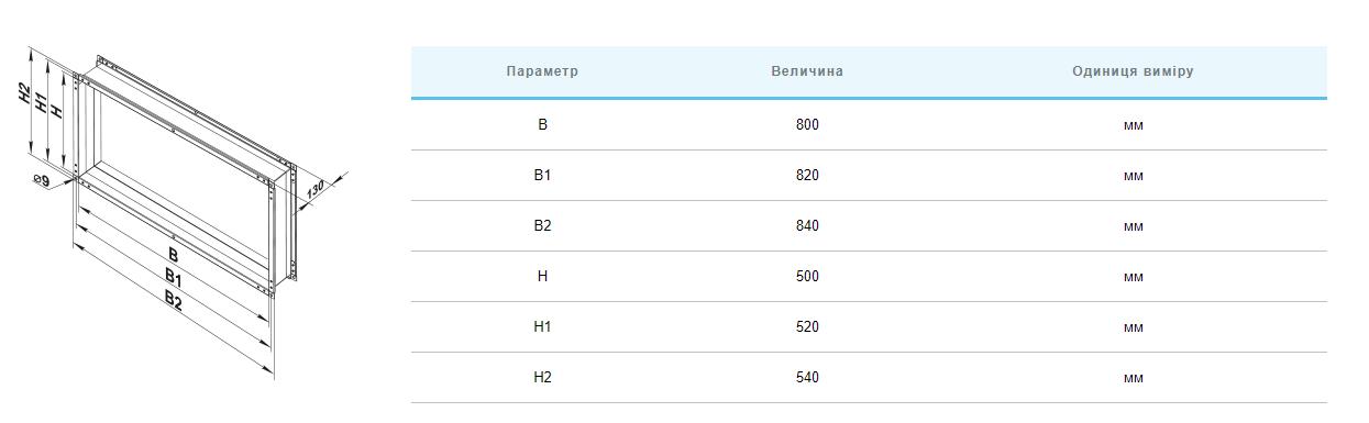 Вентс ВВГ 800*500 Габаритні розміри