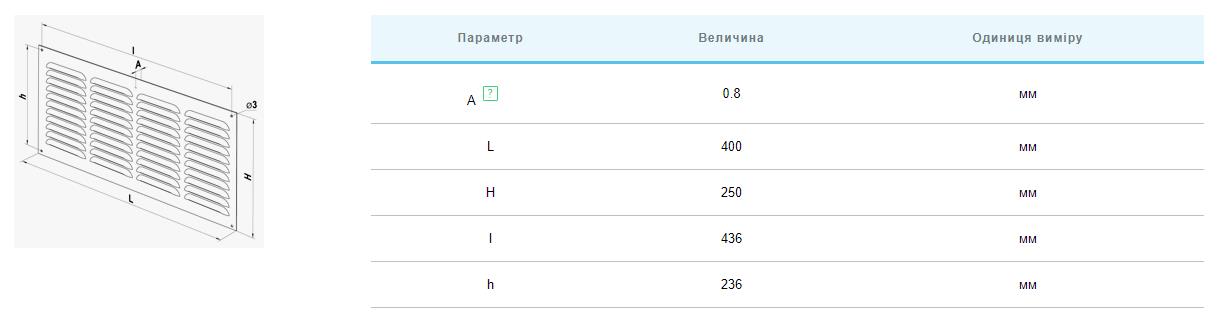 Вентс МВМП 400х250/4с Габаритні розміри