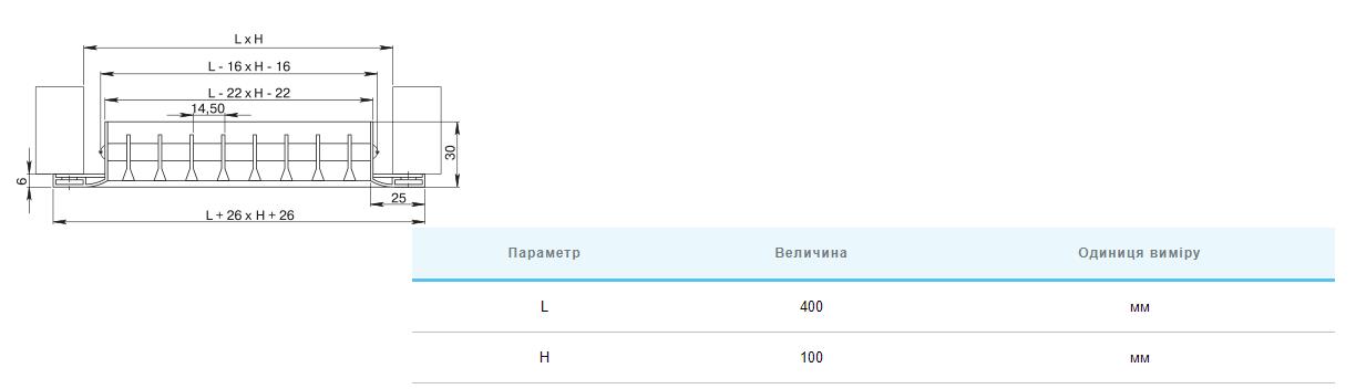 Вентс ОНЛ 1 400х100 Габаритні розміри