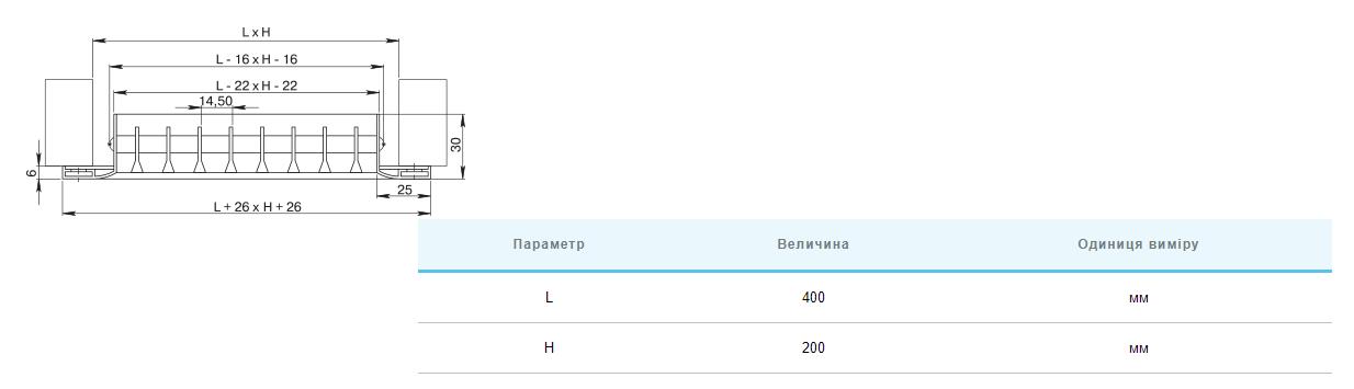 Вентс ОНЛ 2 400х200 Габаритні розміри