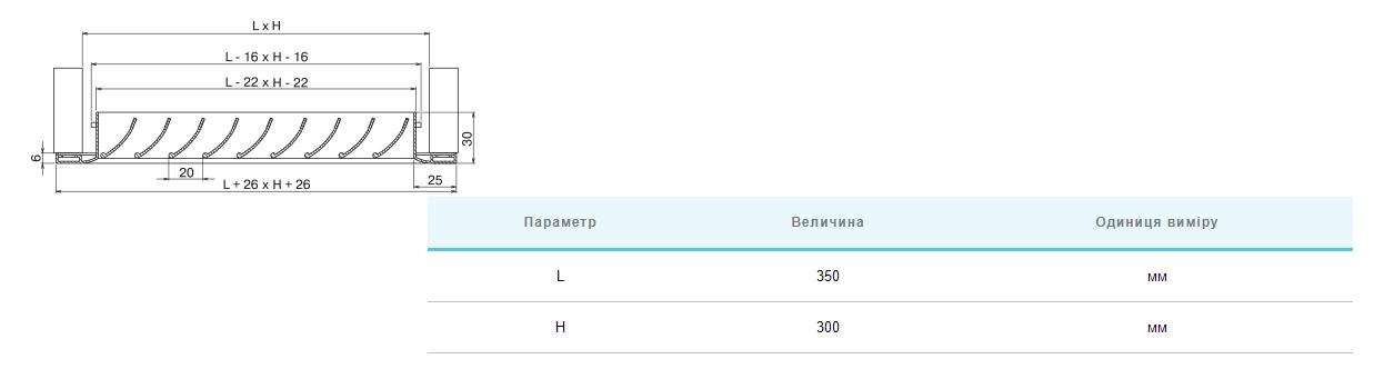 Вентс ОНФ 350х300 Габаритні розміри