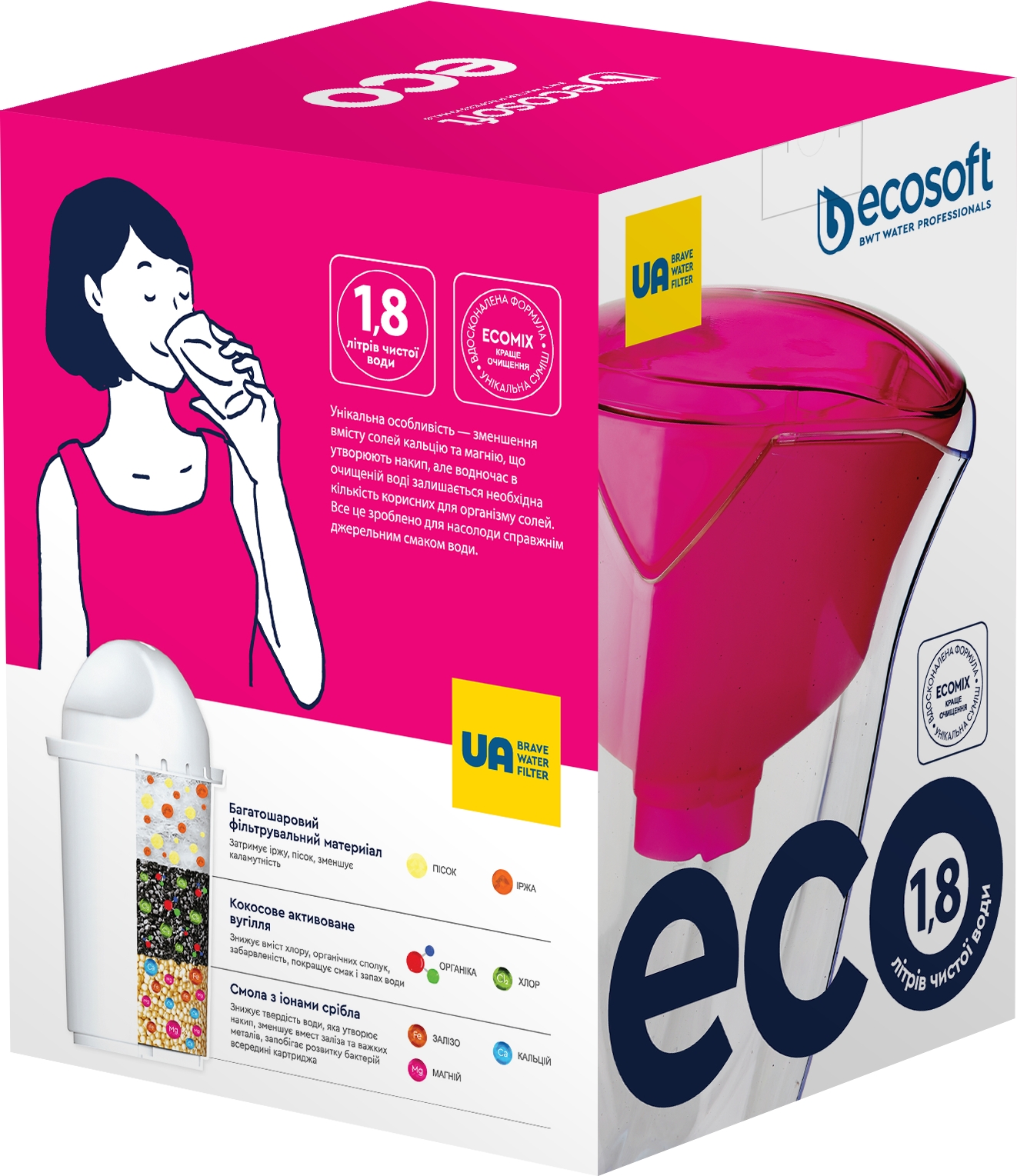 в продажу Фільтр для води Ecosoft ECO фуксія 1,8 л (FMVECOFUCHSIA) - фото 3