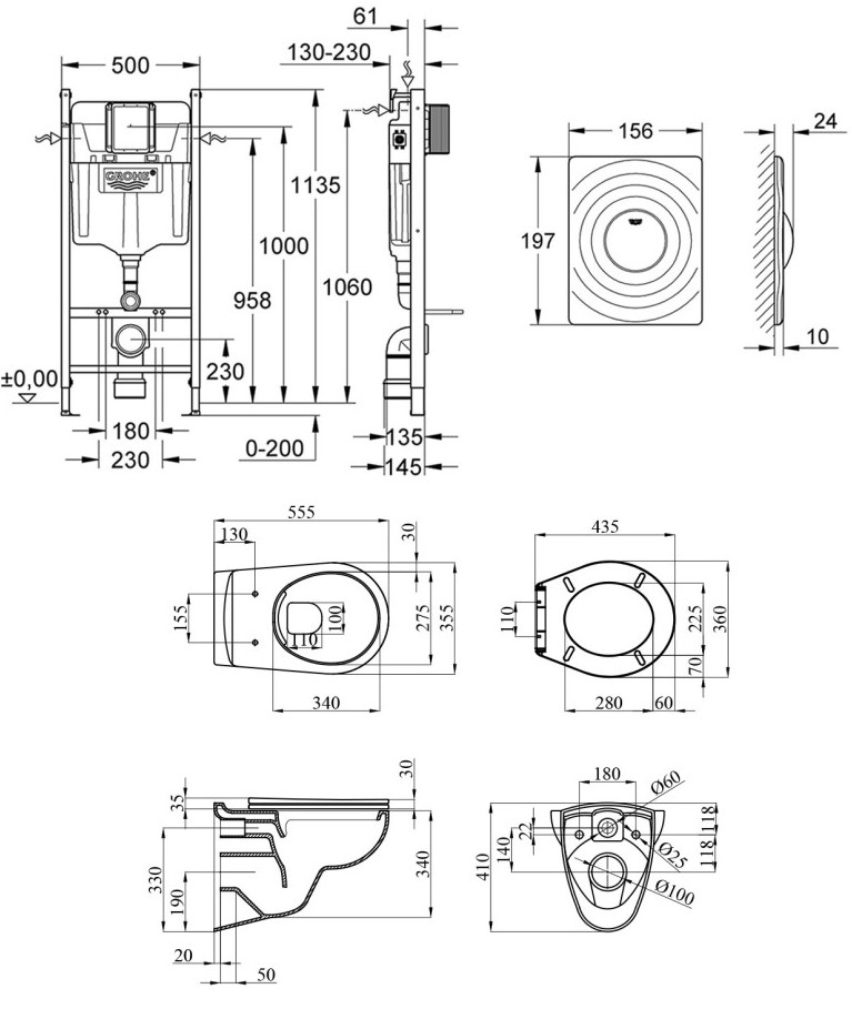 Grohe Solido Surf UA38971574A Габаритні розміри