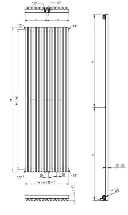 Betatherm PRAKTIKUM 1 H-2000мм, L-501мм (PV 1200/13 9005М 99) Габаритные размеры