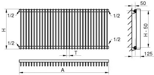 Betatherm METRUM 1 H-450мм, L-1605мм (BM6 1045-30/53 9005M 99) Габаритные размеры