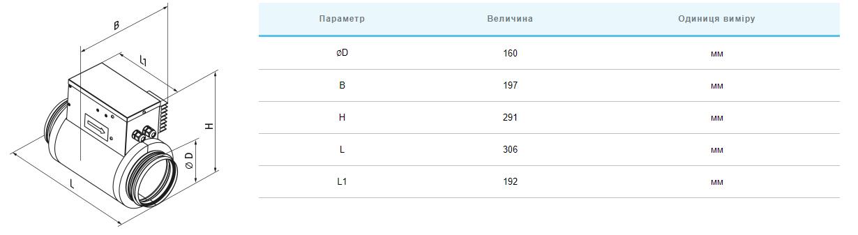 Вентс НКД 160-2,0-1 А21 В.2 Габаритні розміри