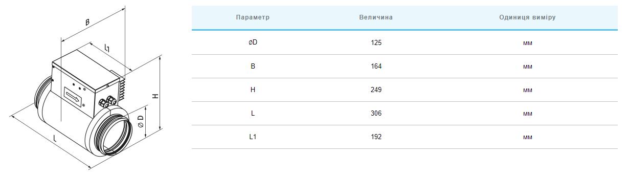 Вентс НКП 125-0,8-1 А21 В.2 Габаритні розміри