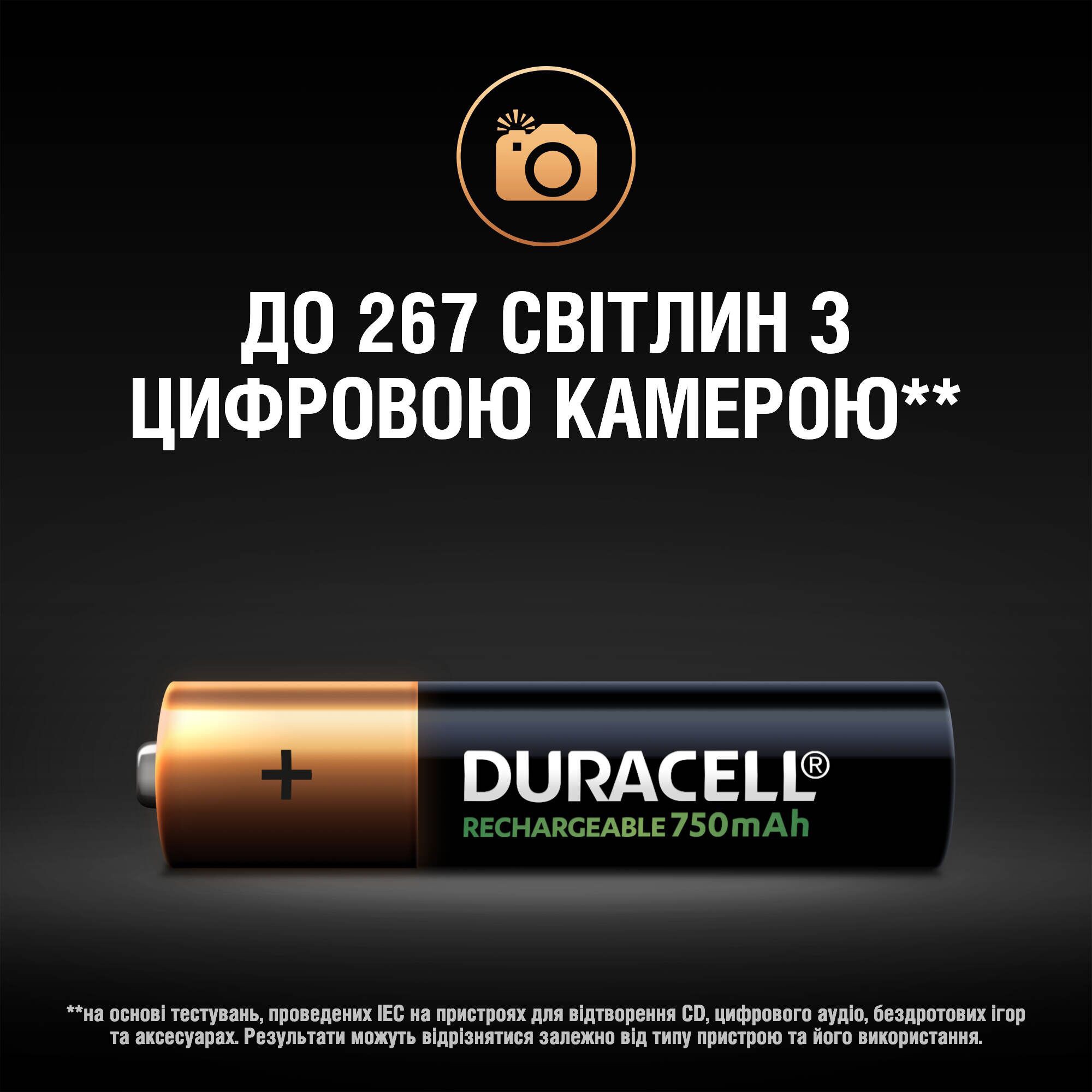 Акумулятор Duracell Recharge AAA 750 mAh 4 шт. характеристики - фотографія 7