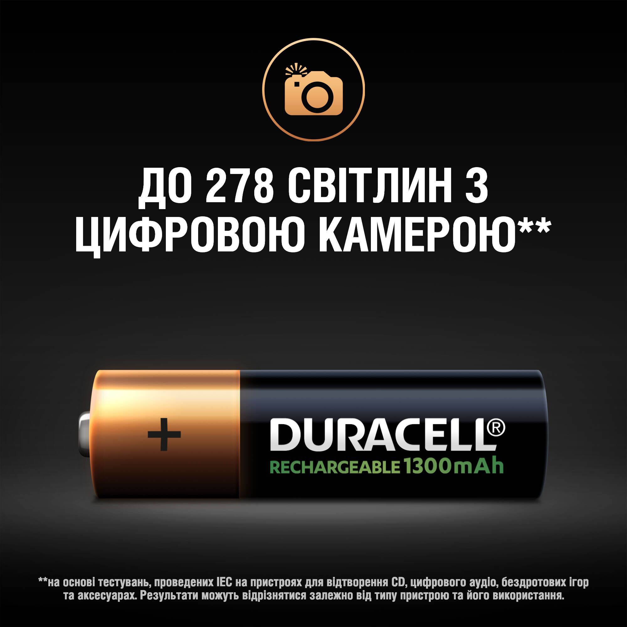 Акумулятор Duracell Recharge AA 1300 mAh 4 шт. характеристики - фотографія 7