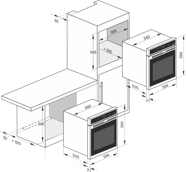 Kaiser EG 6374 W Габаритные размеры