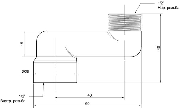 Icma 1/2"вз міжосеве зміщення-4см №720 (82720CS06) Габаритні розміри