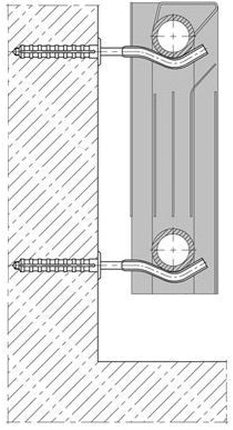 Кронштейн секционного радиатора Cristal NS-1011B штырьковый белый с дюбелем ф9х170мм (кратно 2) цена 7.00 грн - фотография 2