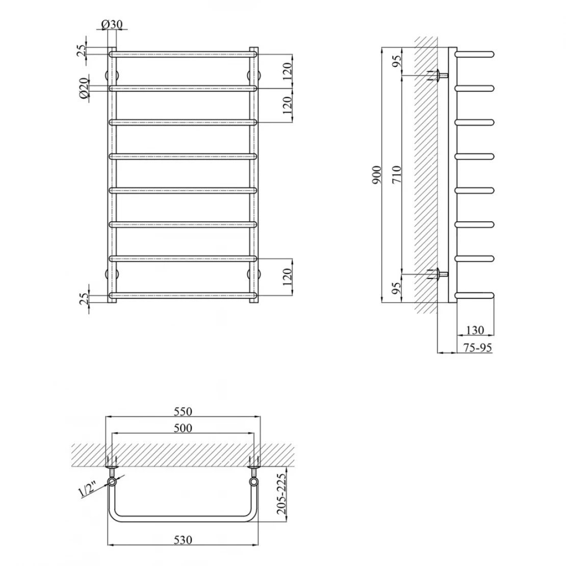 Kroner Скоба ДС12 900x530/8 Габаритные размеры