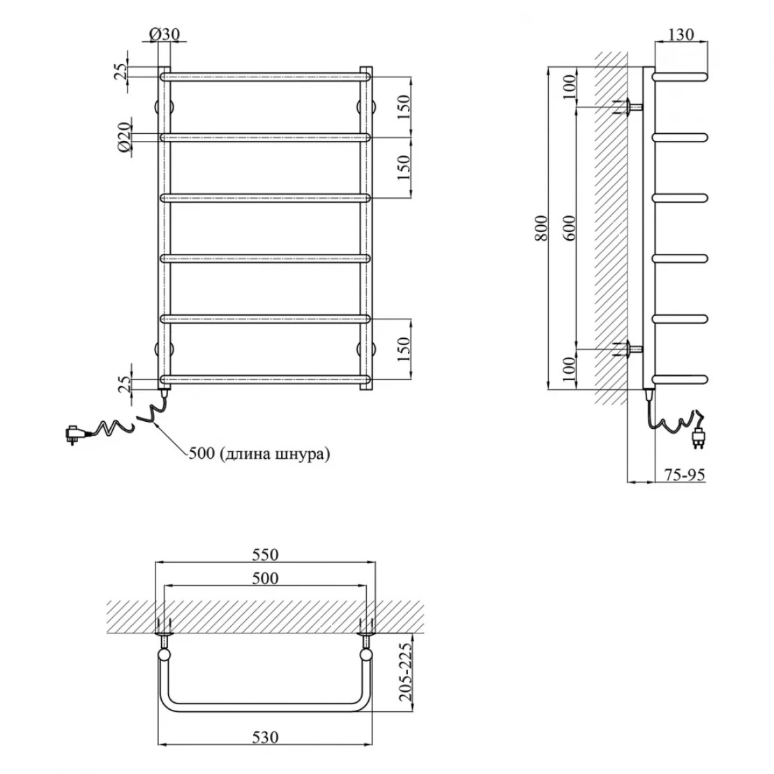 Kroner Скоба ДС10EL 800x500/6 EL Габаритные размеры