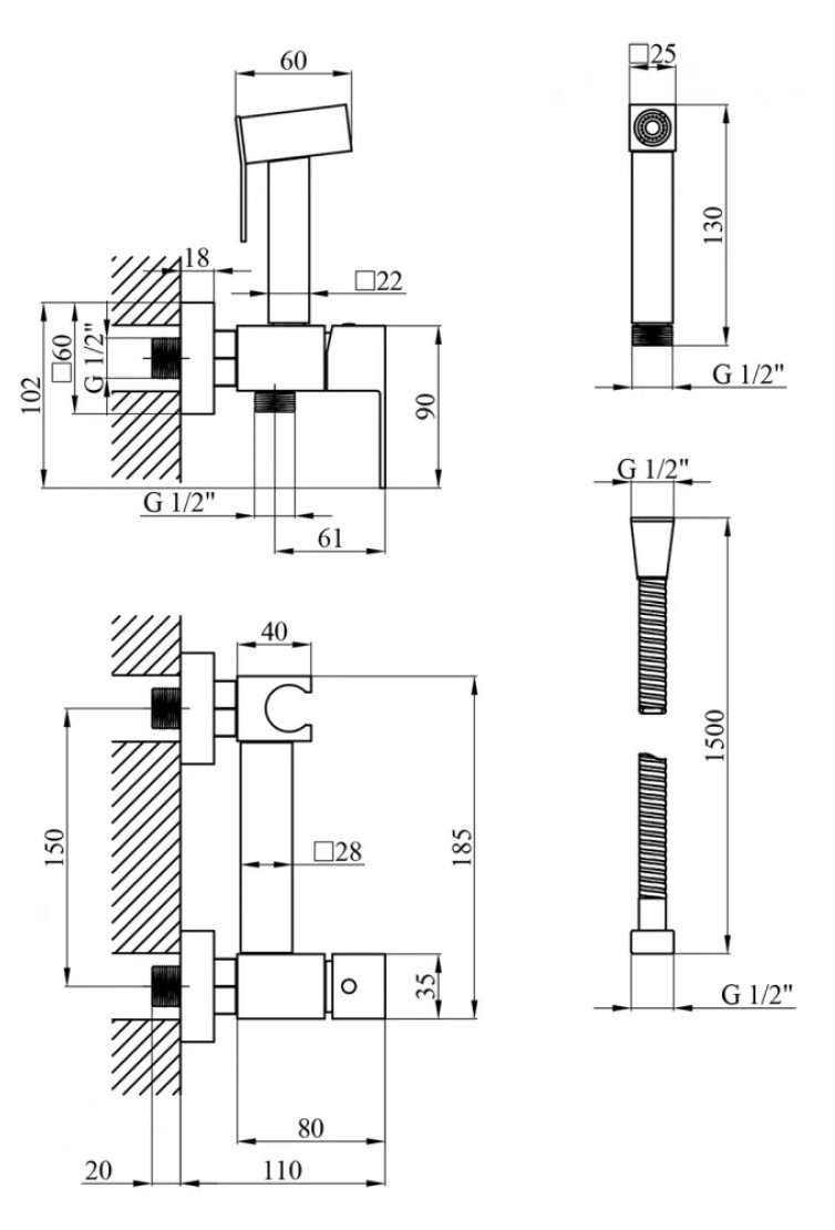 Kroner KRP Edelstahl Kubus - SCH052 Габаритні розміри