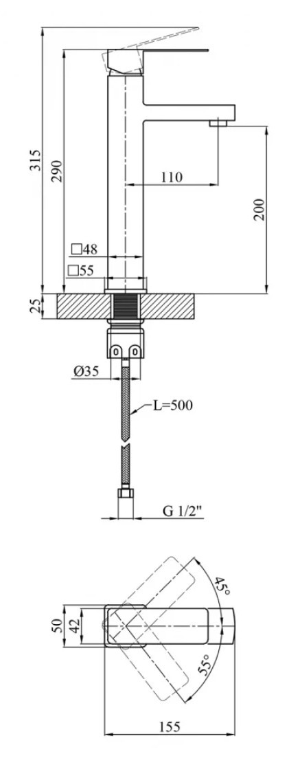 Kroner KRP Edelstahl Kubus - SCH010-3 Габаритні розміри