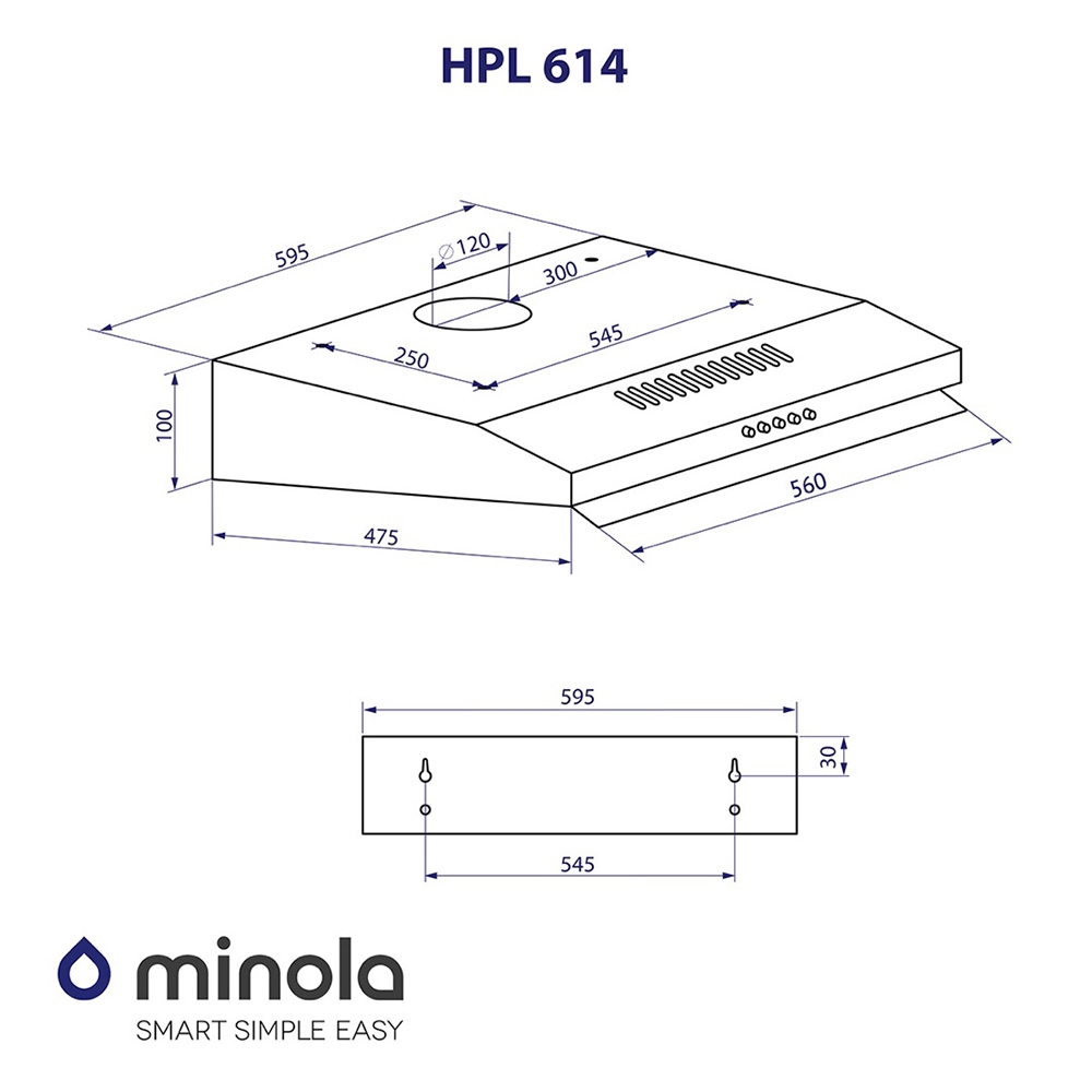 Minola HPL 614 BL Габаритные размеры