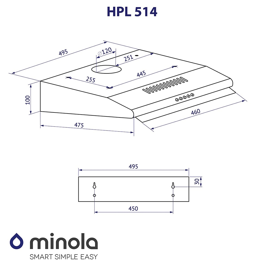 Minola HPL 514 BL Габаритные размеры
