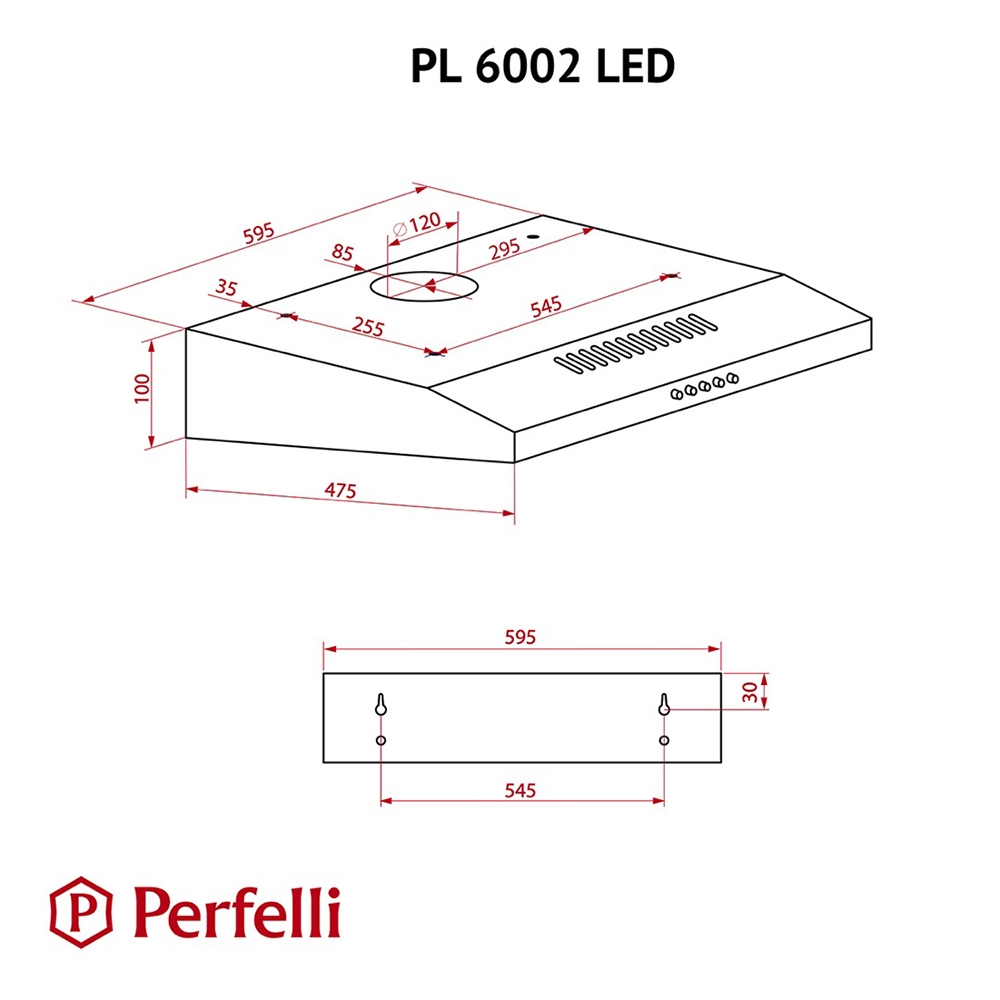 Perfelli PL 6002 I LED Габаритные размеры