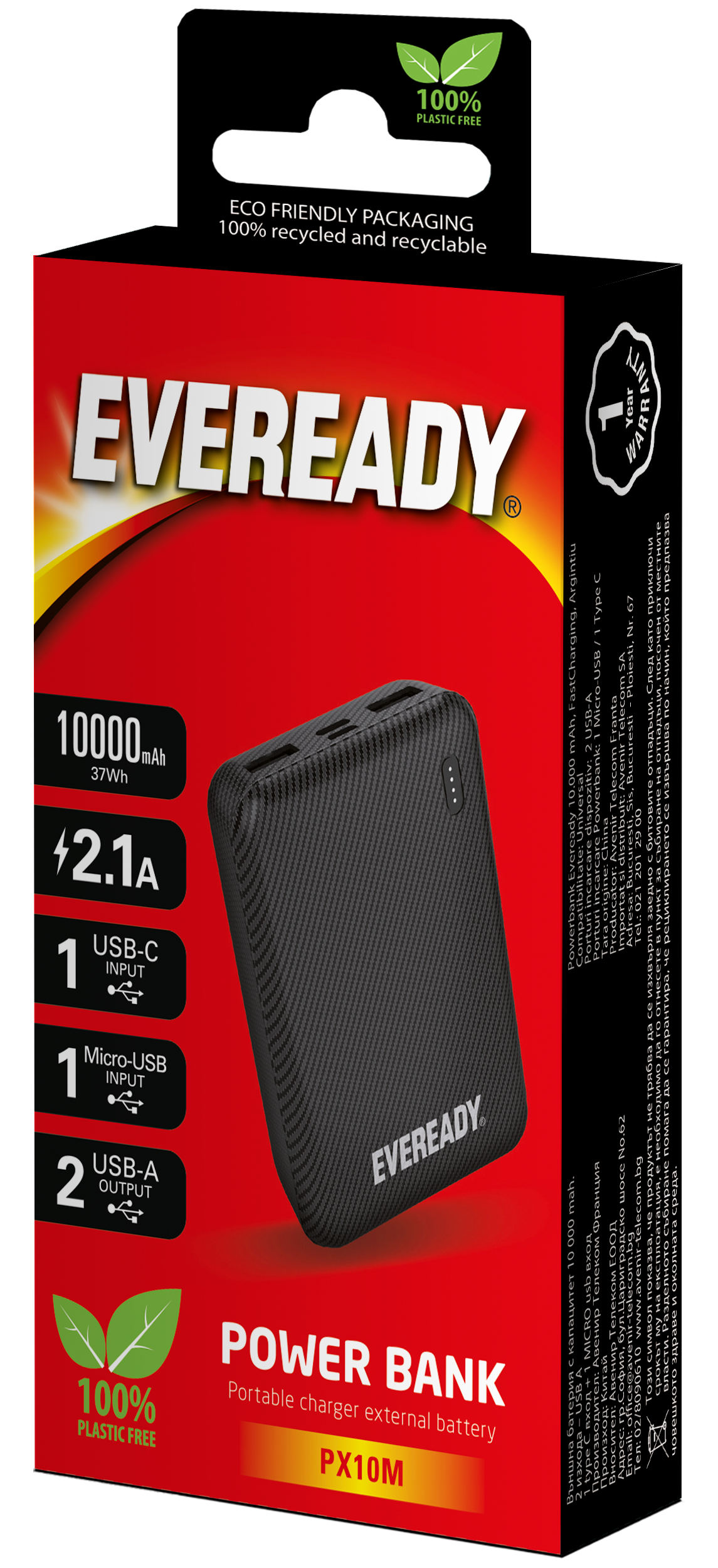 в продаже Повербанк Eveready PX10M - 10000 mAh Mini (Black) - фото 3