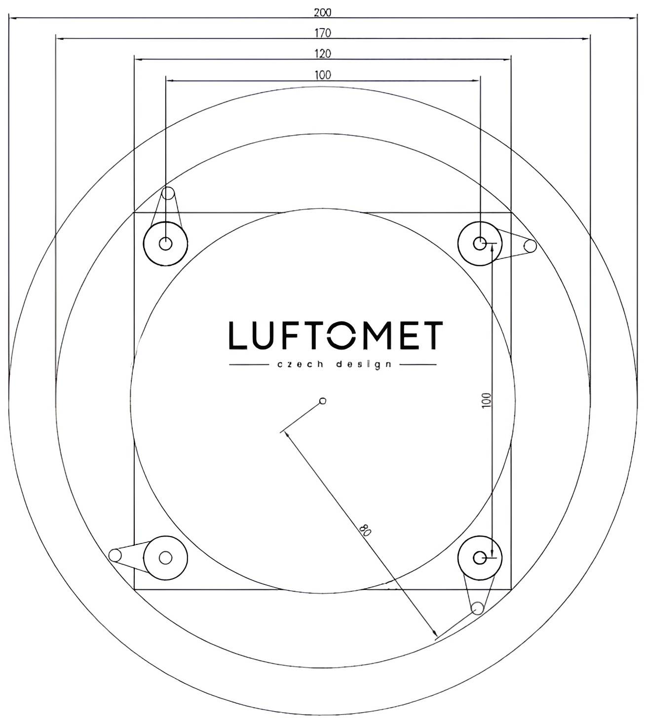 Luftomet Sky LS-G-C-WD-125W Габаритные размеры