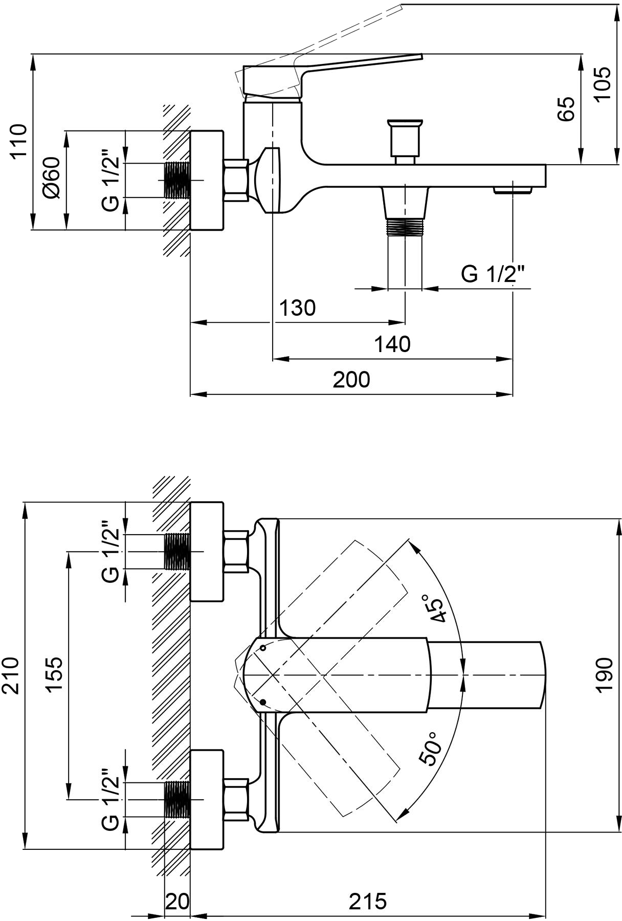 Q-Tap Slavonice QTSLV3042103DC Chrome Габаритные размеры