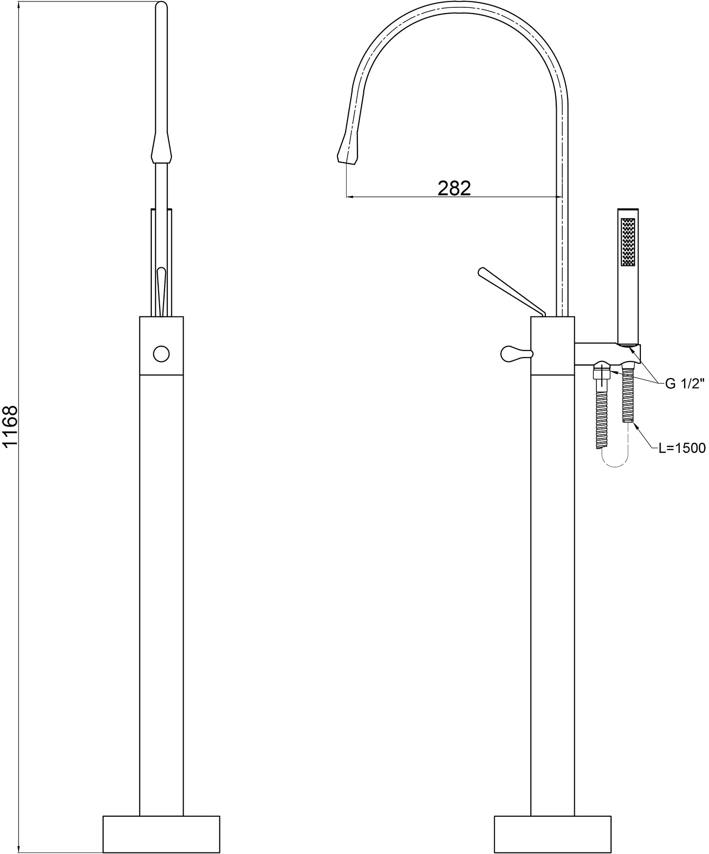 Q-Tap Virgo QT1966103C Chrome Габаритні розміри