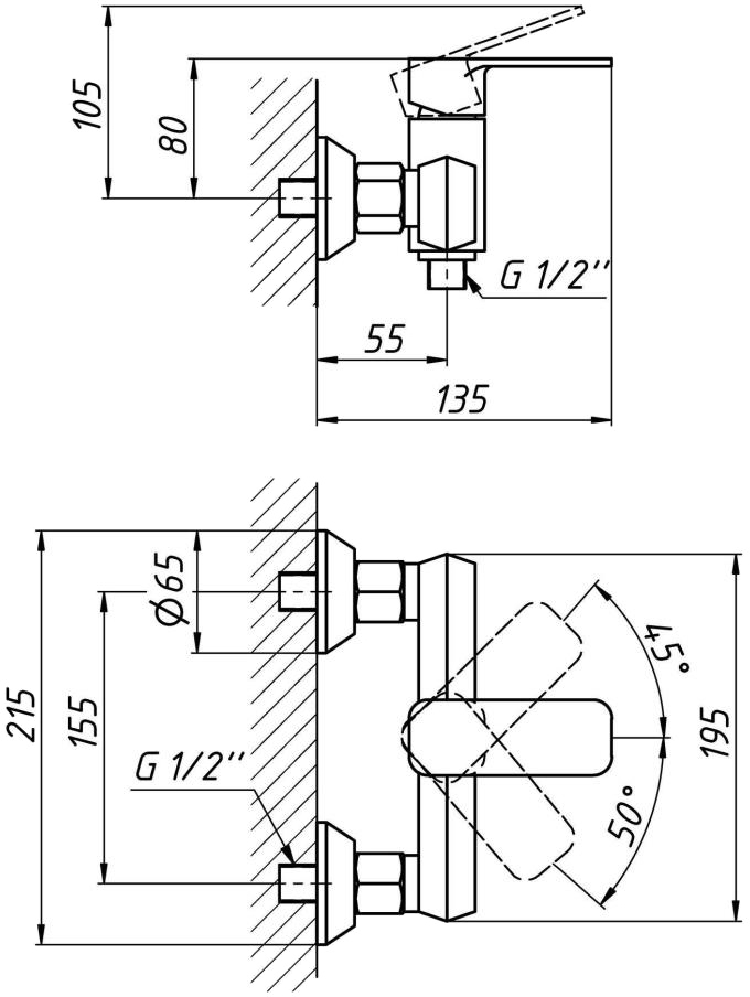 Q-Tap Pivonka QTPIV4013102C Chrome Габаритні розміри