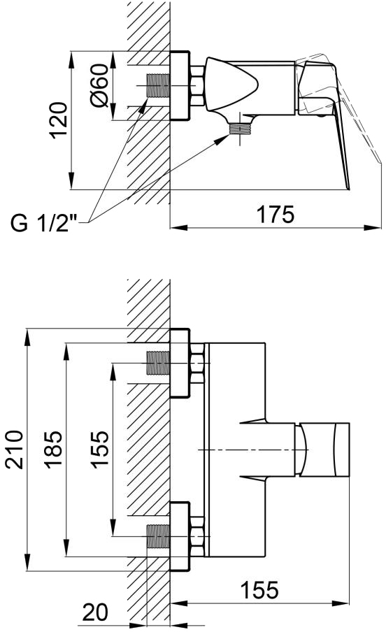 Q-Tap Lodenice QTLOD4030101C Chrome Габаритні розміри