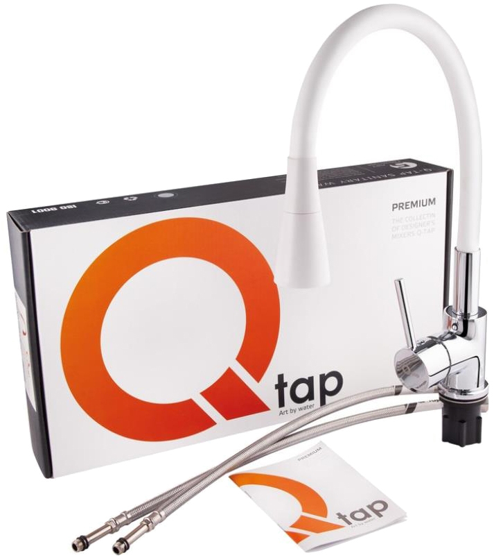 Смесители для кухонной мойки Q-Tap Spring QTSPRCRW007F1 Chrome/White цена 1355 грн - фотография 2