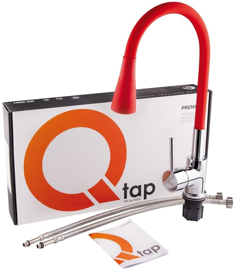 Смесители для кухонной мойки Q-Tap Spring QTSPRCRR007F1 Chrome/Red цена 1152.00 грн - фотография 2
