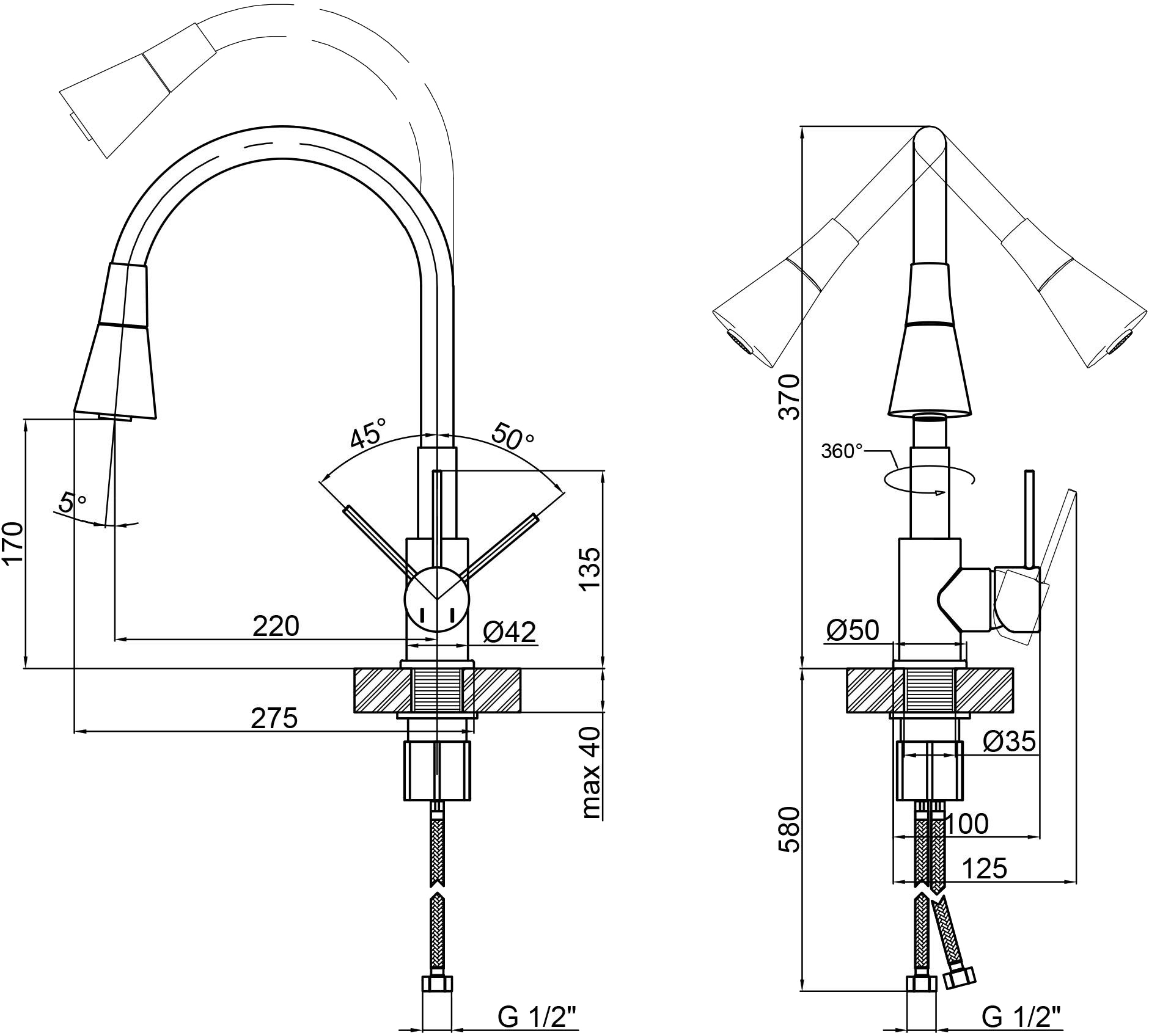 Q-Tap Spring QTSPRCRR007F1 Chrome/Red Габаритні розміри