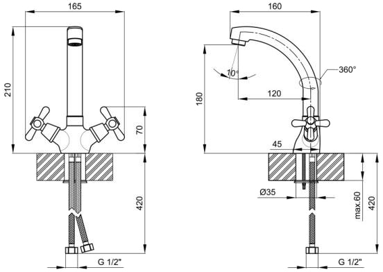 Lidz Dominox 272 Chrome LDDOM272CRM35537 Габаритні розміри