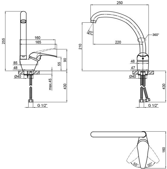 Lidz Premiera 008F LDPRE008FCRM35573 Габаритні розміри