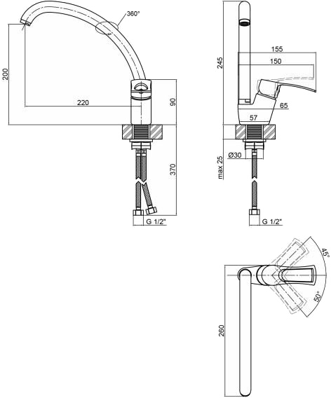 Lidz Agata 008F LDAGA008FCRM35105 Габаритные размеры