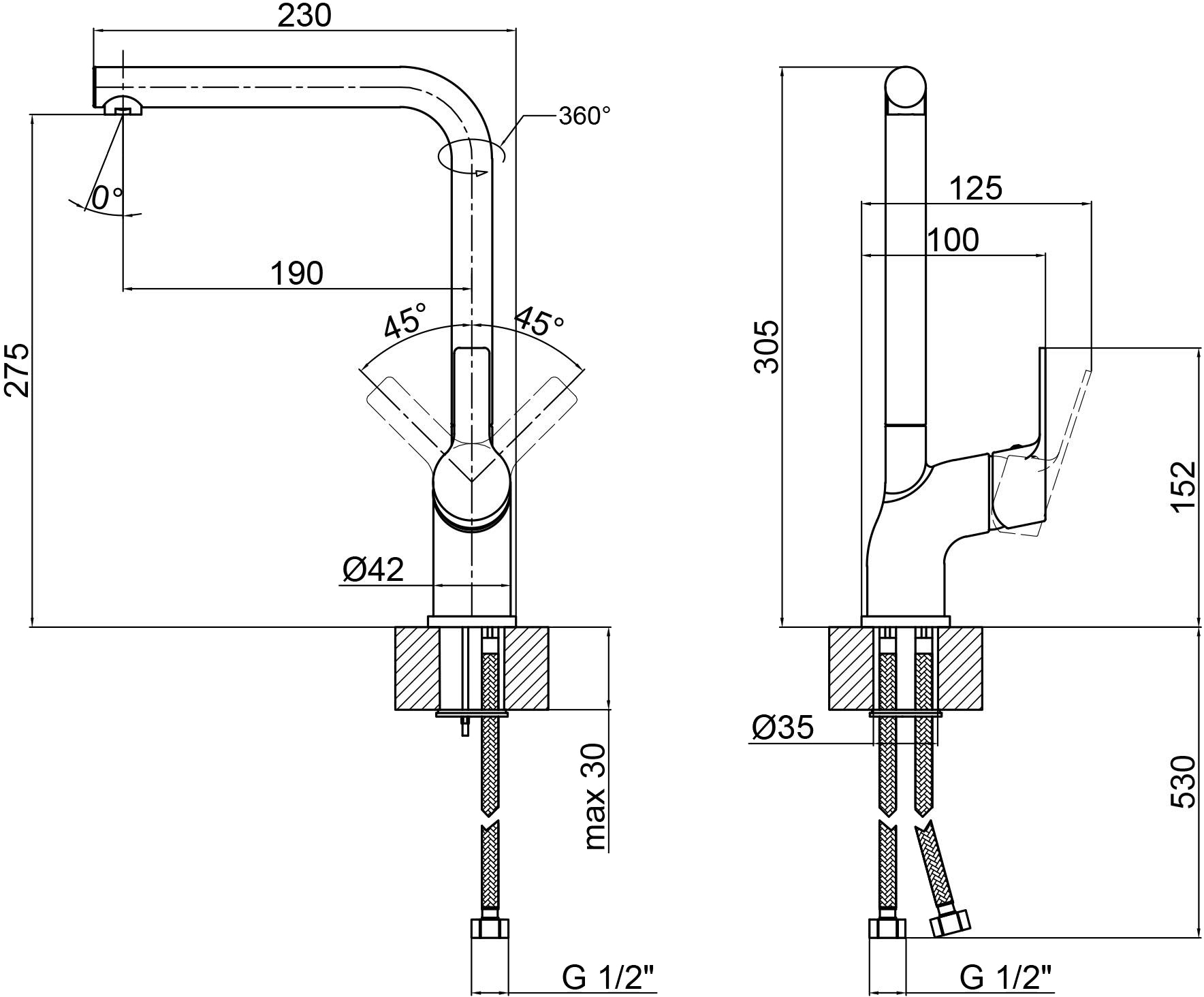 Q-Tap Zdenek QTZDN9032102FC Chrome Габаритные размеры